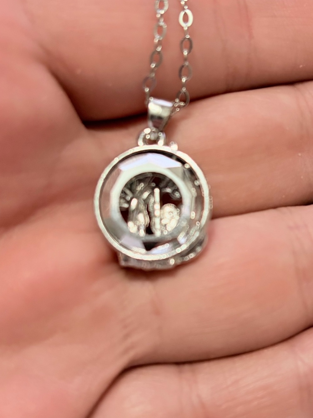 Silver Tone Couple Tree of Life Iridescent Necklace (N70) - Picture 4 of 5